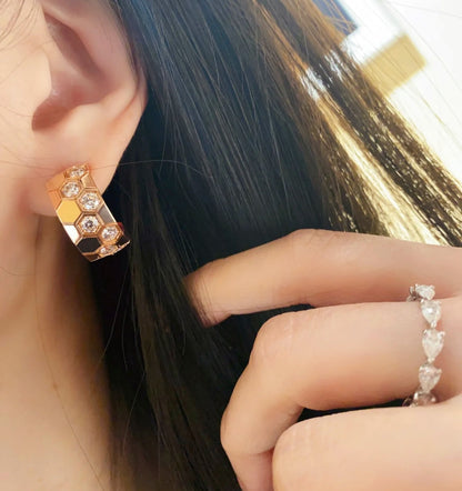 [LumiVibe]BEE LOVE DIAMOND HOOP EARRINGS