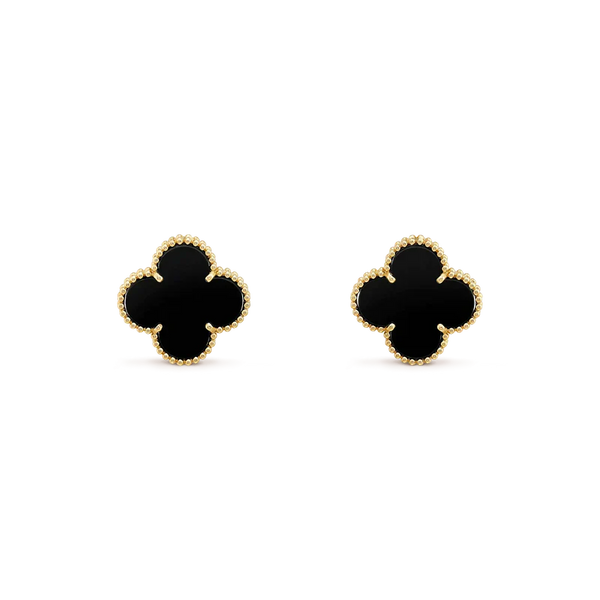 [LumiVibe]CLOVER MEDIUM 1 MOTIFS  ONYX STUD EARRINGS