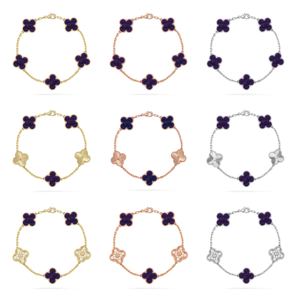 [LumiVibe]CLOVER 5 MOTIF PURPLE STRIPES BRACELET COLLECTION
