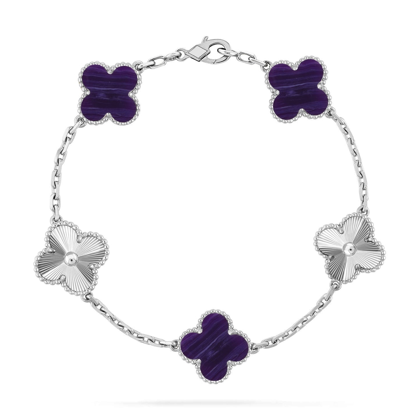 [LumiVibe]CLOVER 5 MOTIF PURPLE STRIPES BRACELET COLLECTION