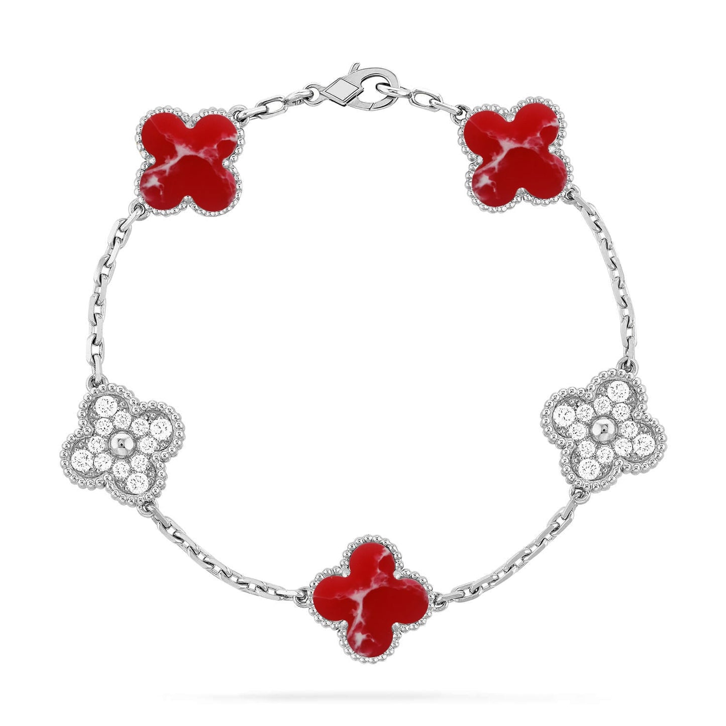 [LumiVibe]CLOVER 5 MOTIF RED PATTERN BRACELET COLLECTION