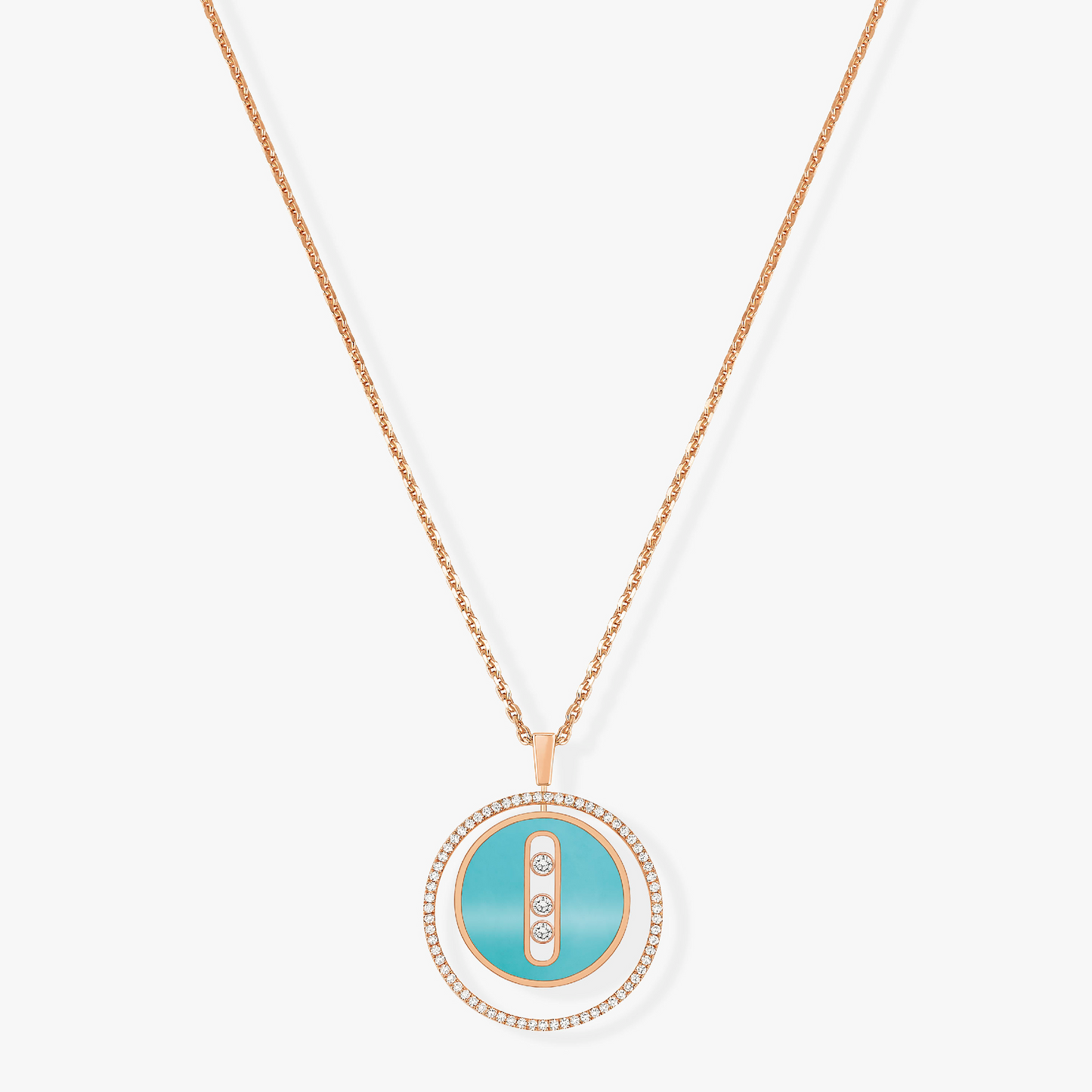 [LumiVibe]Demo MOVE 3 DIAMONDS TURQUOISE PINK GOLD DIAMOND NECKLACE