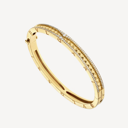 [LumiVibe]ZERO 1 SPIRAL AND PAVED DIAMOND GOLD BRACELET