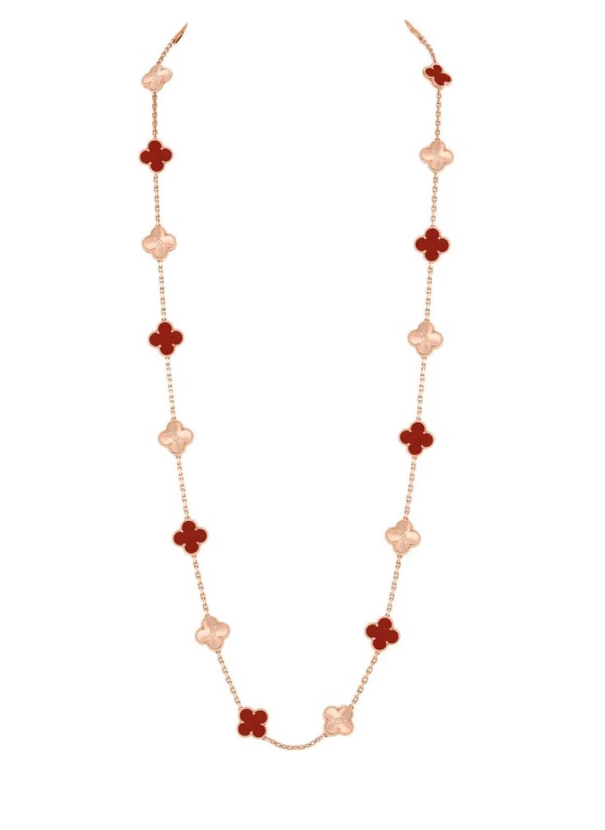 [LumiVibe]CLOVER 20 MOTIFS LASER CARNELIAN NECKLACE