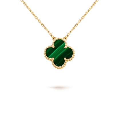 [LumiVibe]CLOVER 15MM MALACHITE SINGLE FLOWER  NECKLACE