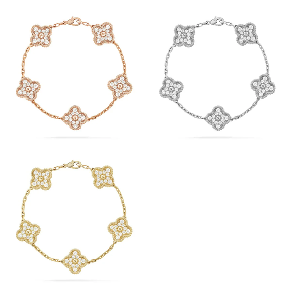 [LumiVibe] CLOVER 5 MOTIF FULL DIAMOND BRACELET COLLECTION