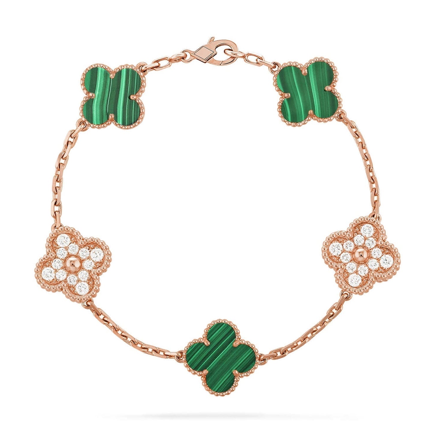 [LumiVibe] CLOVER 5 MOTIF MALACHITE BRACELET COLLECTION