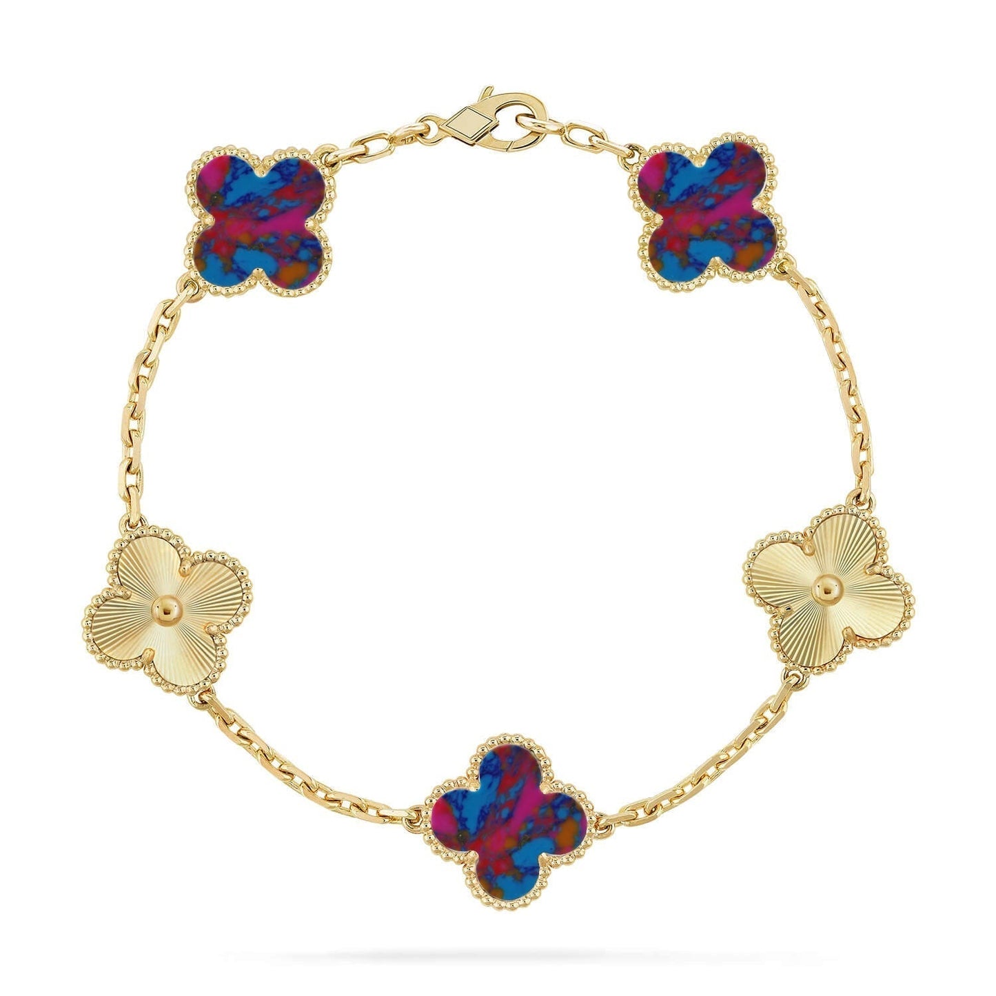[LumiVibe]CLOVER 5 MOTIF COLOR GEMSTONES BRACELET COLLECTION