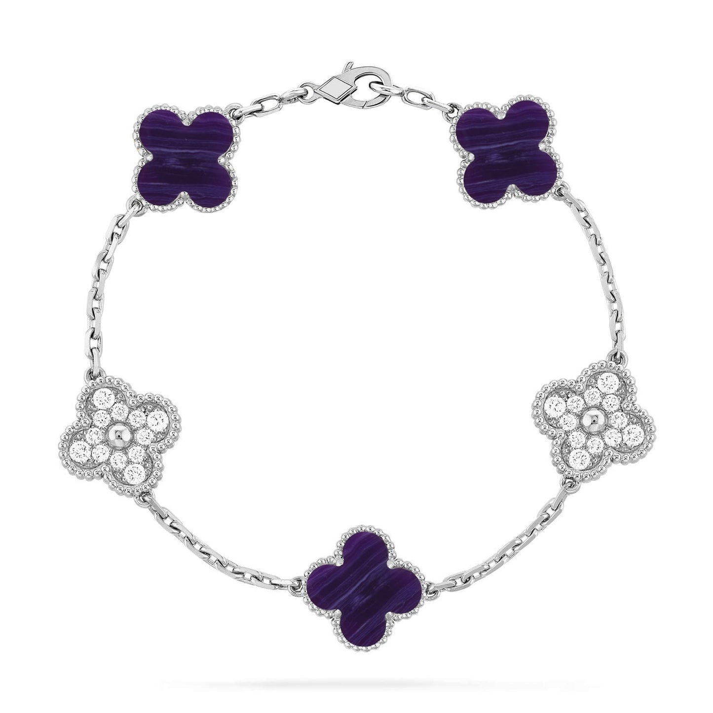 [LumiVibe]CLOVER 5 MOTIF PURPLE STRIPES BRACELET COLLECTION