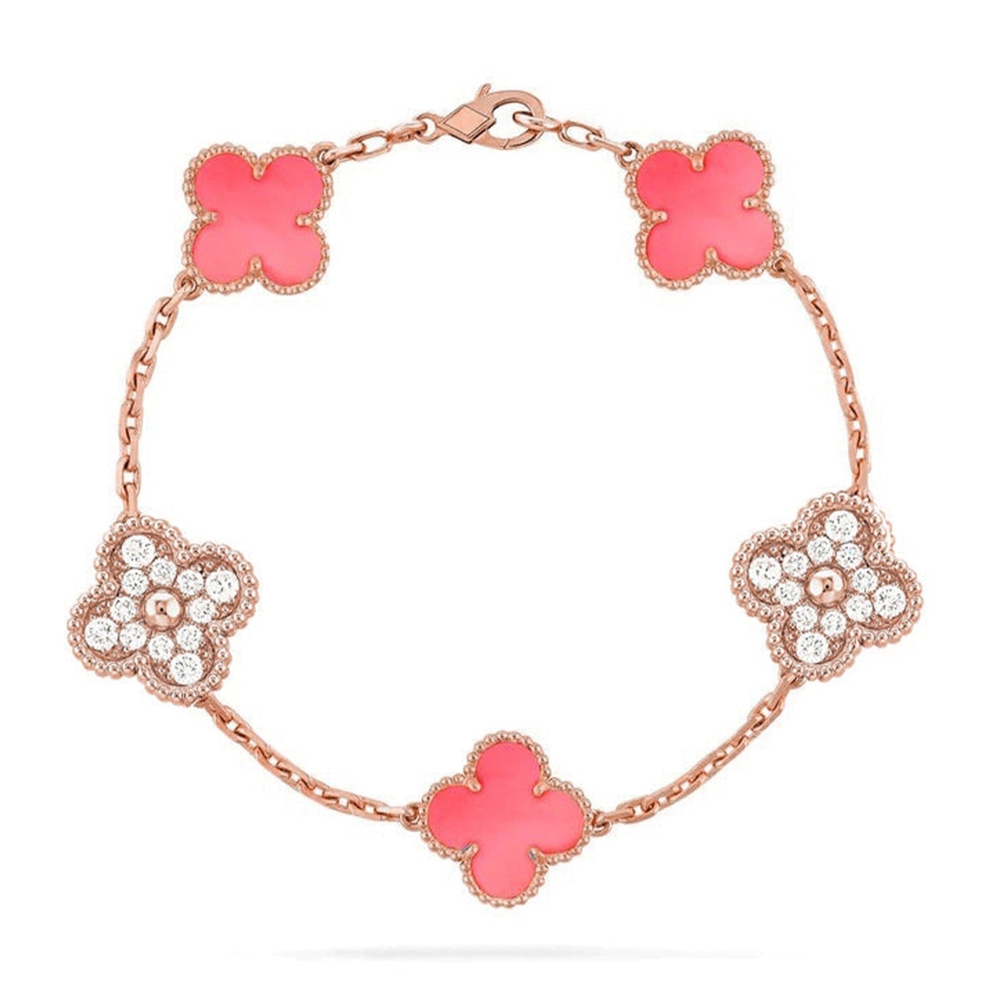 [LumiVibe] CLOVER 5 MOTIFS  PINK MOP BRACELET COLLECTION