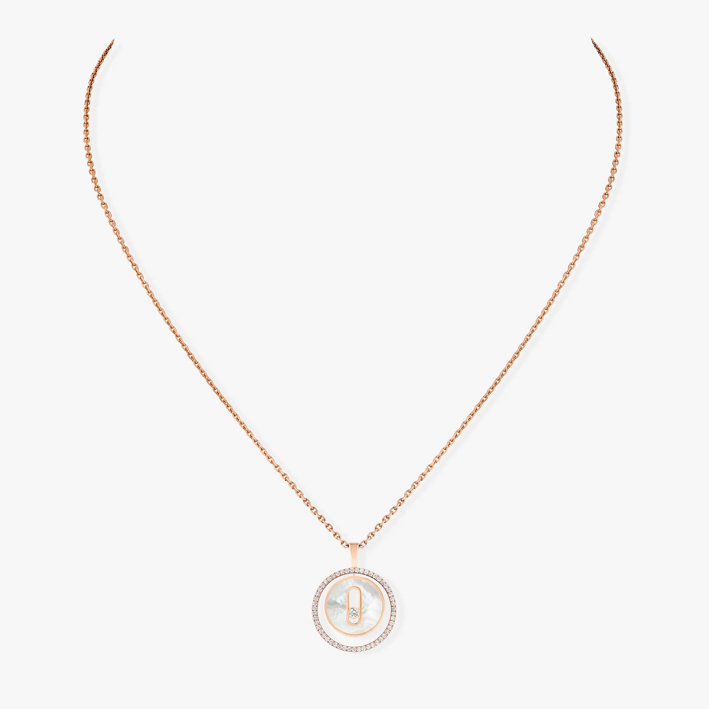 [LumiVibe]Demo MOVE 1 DIAMOND WHITE MOTHER OF PEARL PINK GOLD DIAMOND NECKLACE