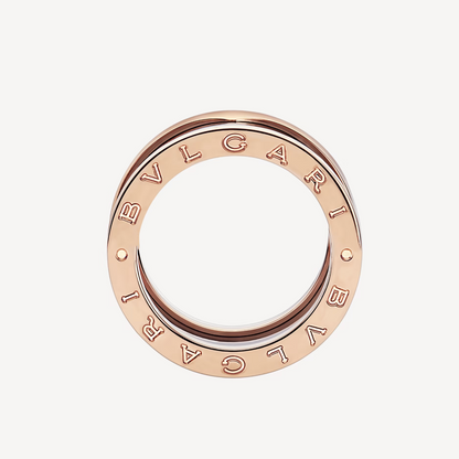 [LumiVibe]ZERO 1 FOUR-BAND LOOPS AND BLACK CERAMIC SPIRAL PINK GOLD RING