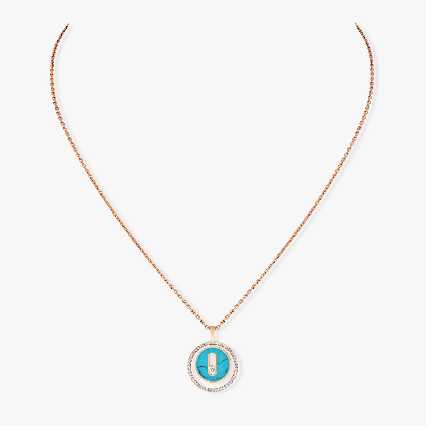 [LumiVibe]Demo MOVE 1 DIAMOND TURQUOISE PINK GOLD DIAMOND NECKLACE