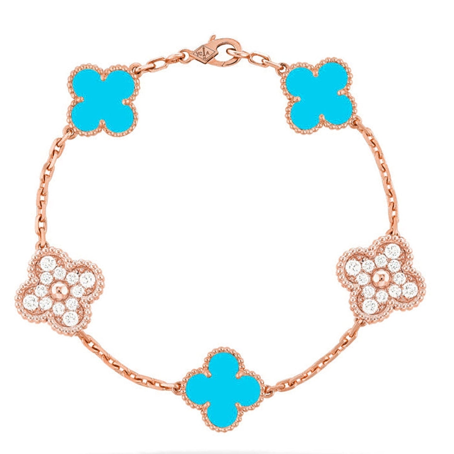 [LumiVibe] CLOVER 5 MOTIF TURQUOISE BRACELET COLLECTION