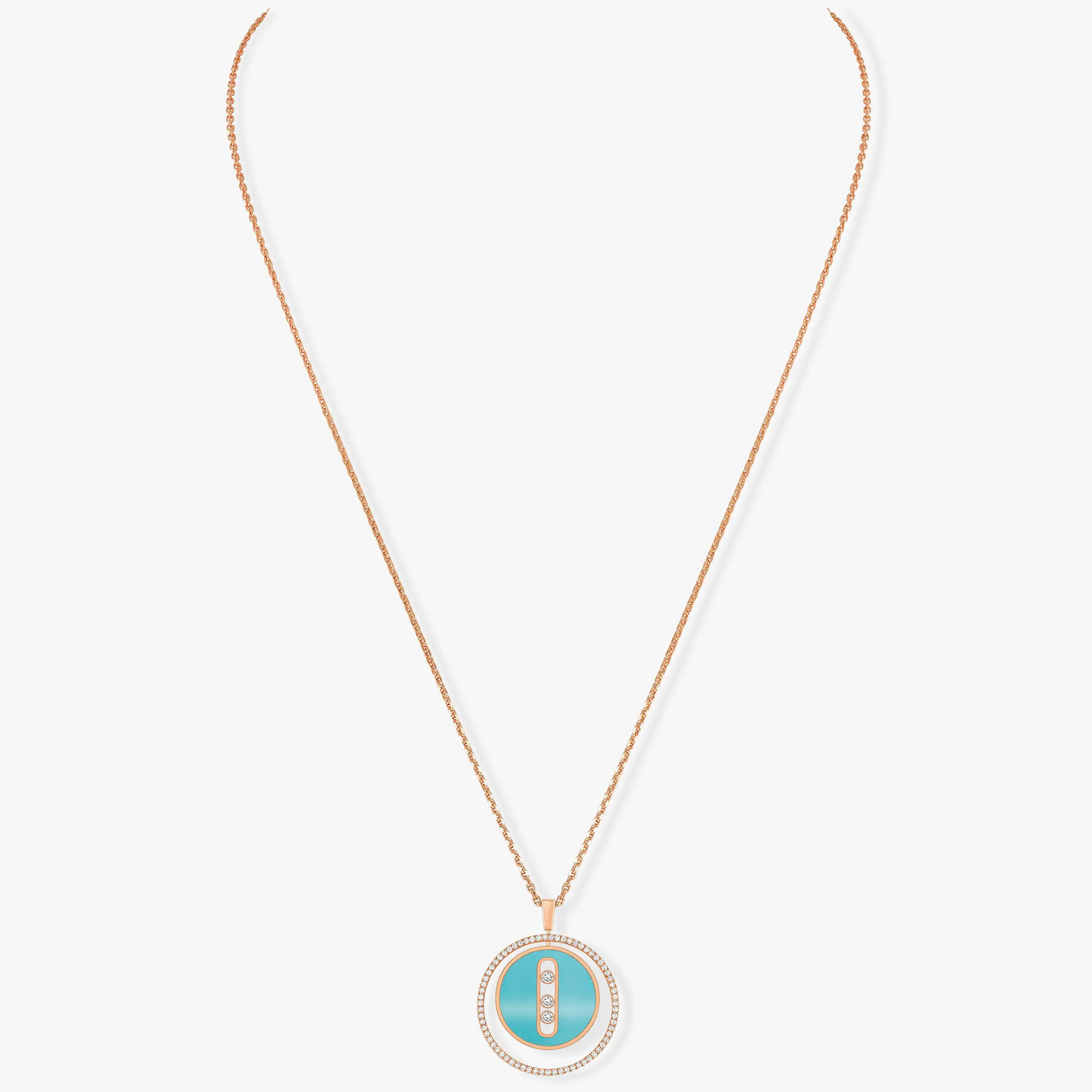 [LumiVibe]Demo MOVE 3 DIAMONDS TURQUOISE PINK GOLD DIAMOND NECKLACE