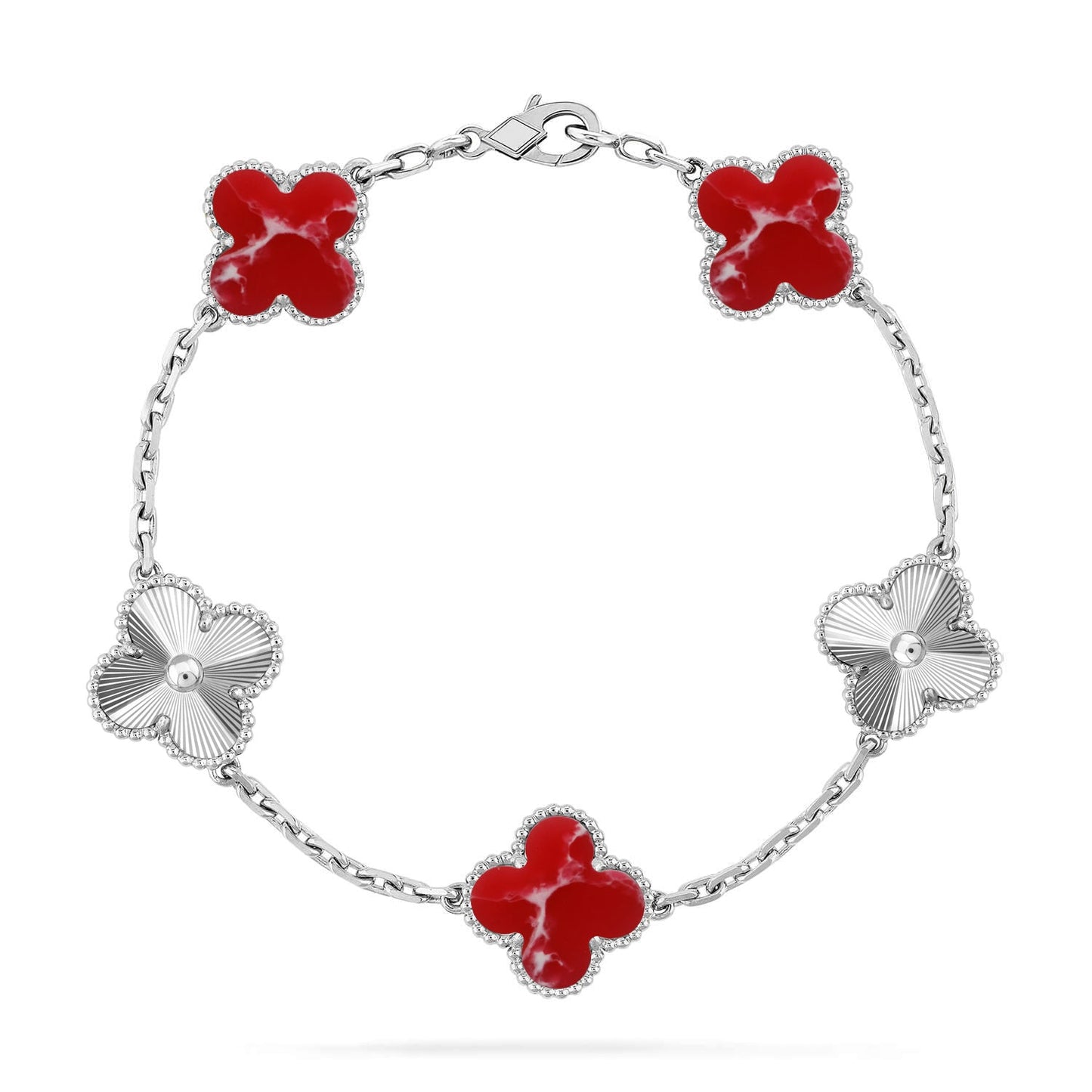 [LumiVibe]CLOVER 5 MOTIF RED PATTERN BRACELET COLLECTION