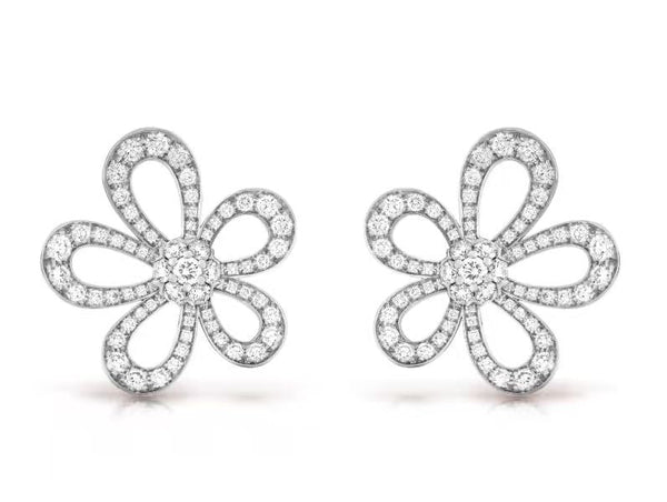 [LumiVibe]FLOWERLACE EARRINGS FULL DIAMONDS