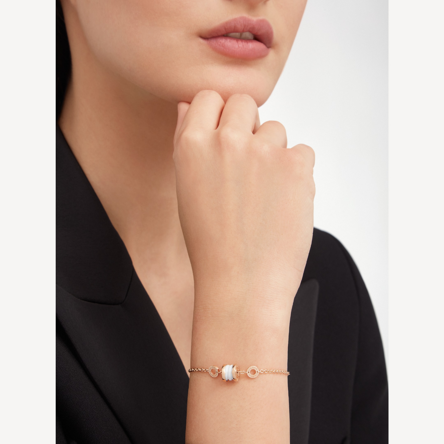 [LumiVibe]ZERO 1 SOFT PINK GOLD AND WHITE CERAMIC BRACELET