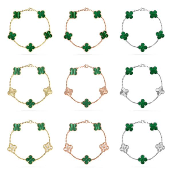 [LumiVibe] CLOVER 5 MOTIF MALACHITE BRACELET COLLECTION