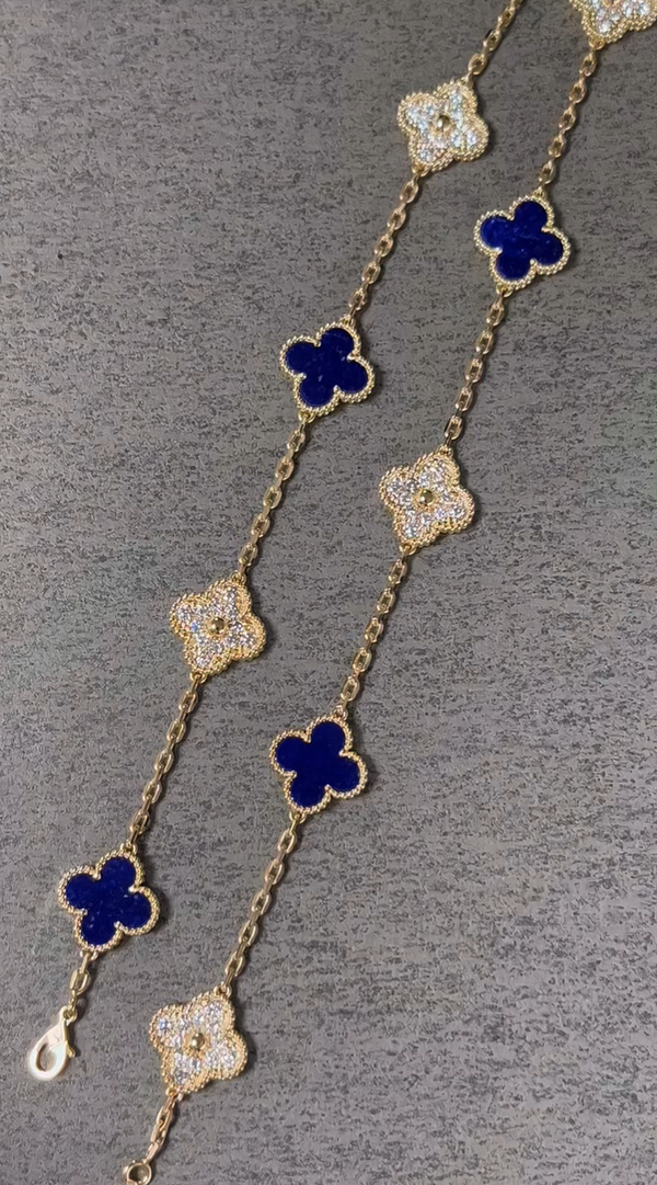 [LumiVibe]CLOVER 10 MOTIFS DIAMONDS SET IN LAPIS LAZULI