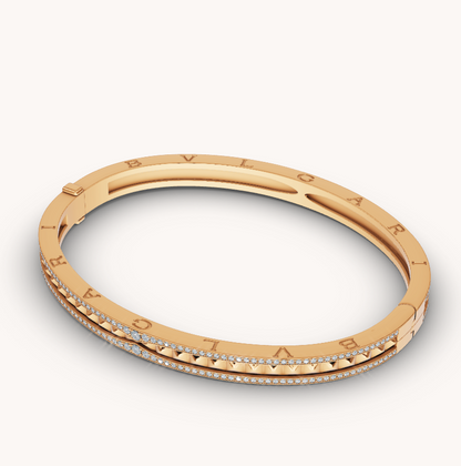 [LumiVibe]ZERO 1 SPIRAL AND PAVED DIAMOND GOLD BRACELET