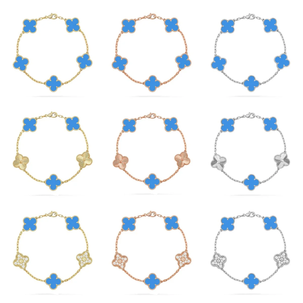 [LumiVibe] CLOVER 5 MOTIF BLUE AGATE BRACELET COLLECTION