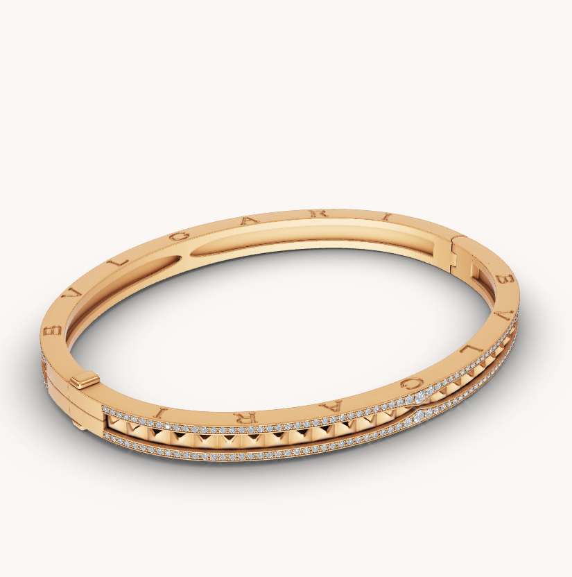 [LumiVibe]ZERO 1 SPIRAL AND PAVED DIAMOND GOLD BRACELET