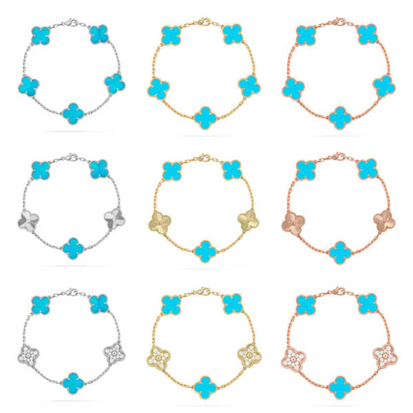 [LumiVibe] CLOVER 5 MOTIF TURQUOISE BRACELET COLLECTION