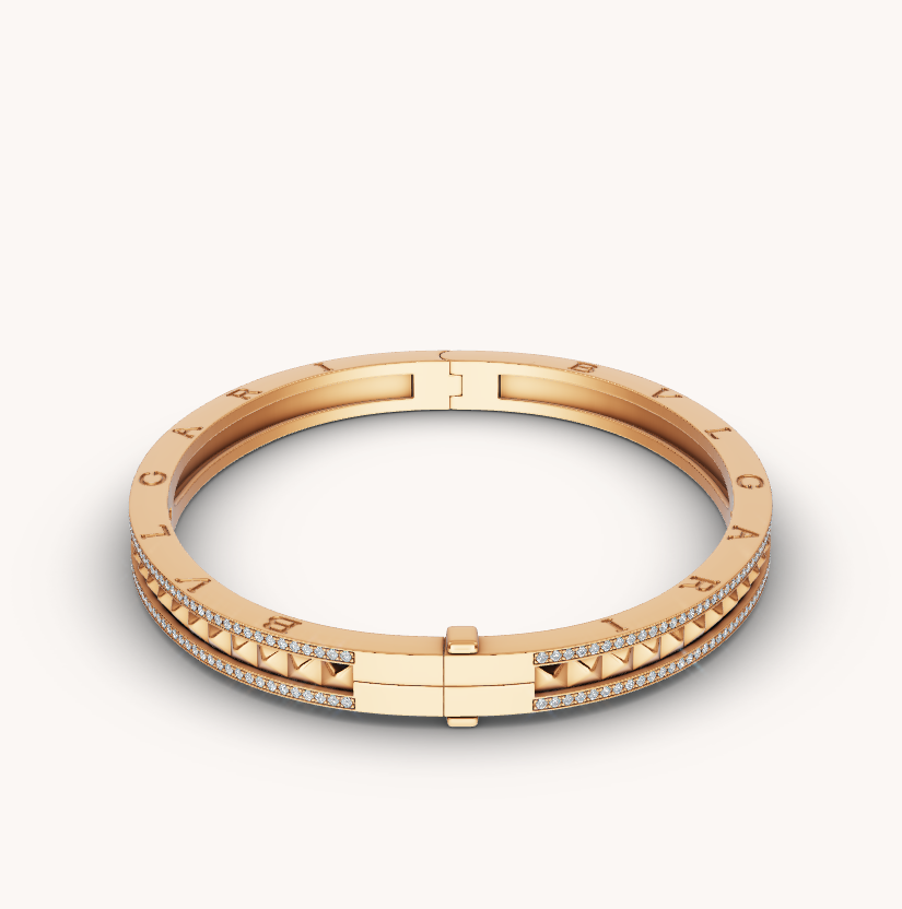 [LumiVibe]ZERO 1 SPIRAL AND PAVED DIAMOND GOLD BRACELET