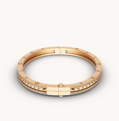 [LumiVibe]ZERO 1 SPIRAL AND PAVED DIAMOND GOLD BRACELET