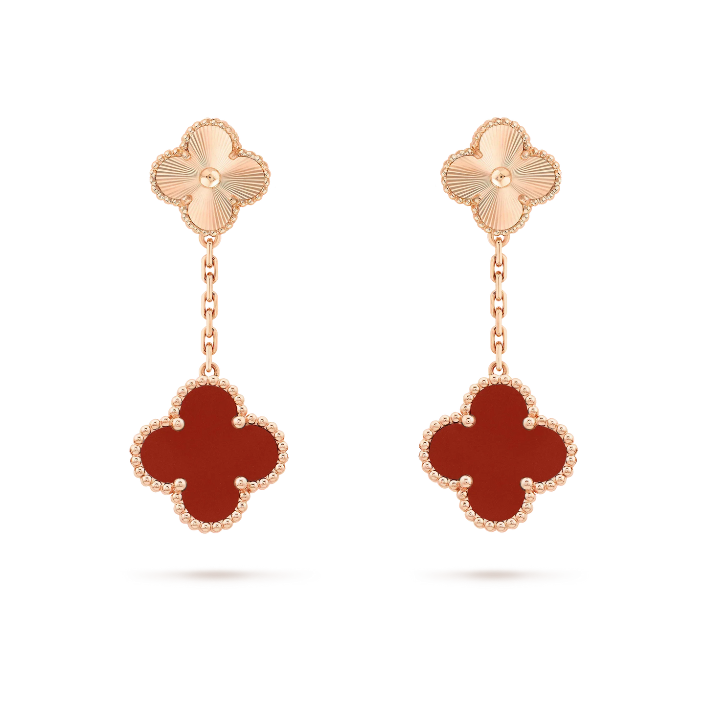 [LumiVibe]CLOVER 2 MOTIF  LASER CARNELIAN EARRINGS