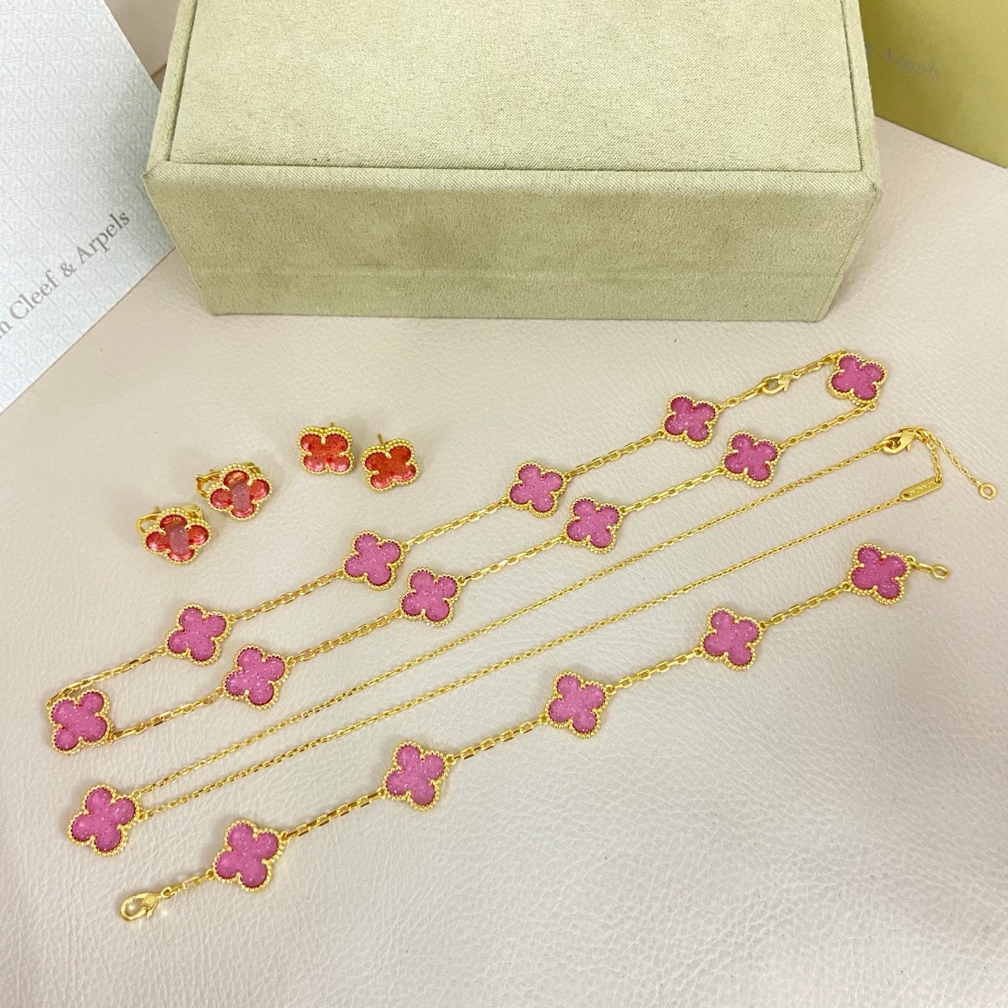 [Lumivibe Jewelry]CLOVER 10 MOTIFS  NEW BUBBLE PINK ENAMEL