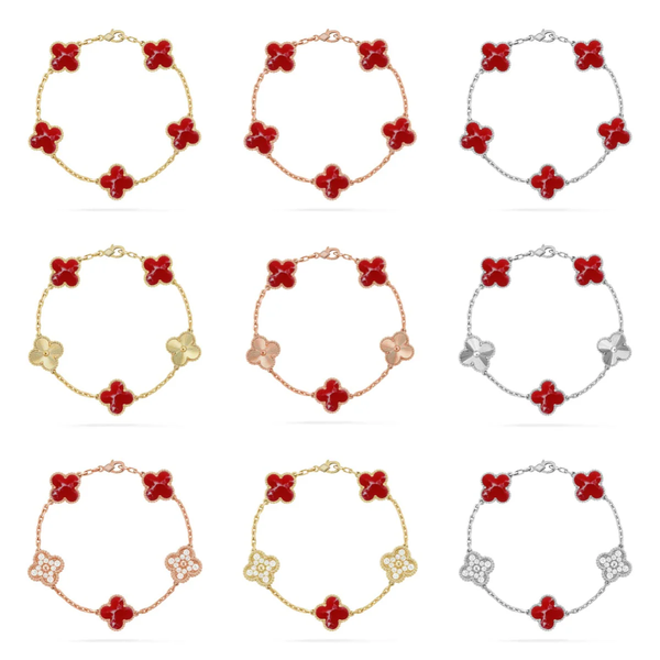 [LumiVibe]CLOVER 5 MOTIF RED PATTERN BRACELET COLLECTION