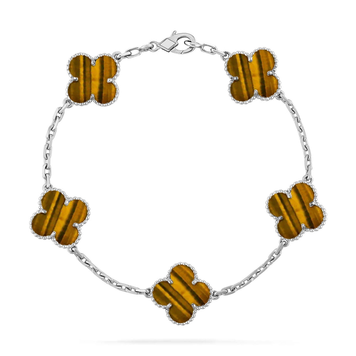[LumiVibe] CLOVER 5 MOTIFS TIGER EYE BRACELET COLLECTION