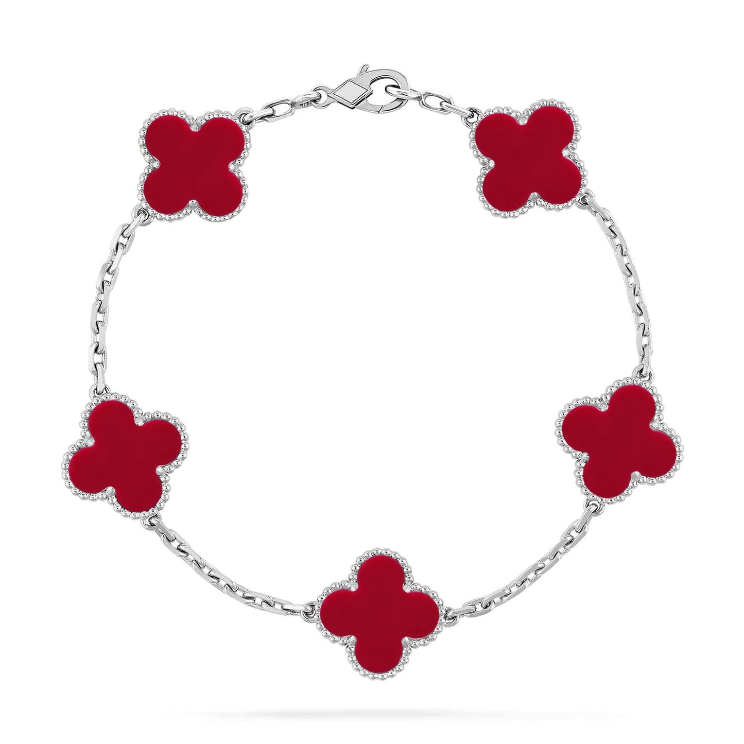 [LumiVibe] CLOVER 5 MOTIF RED CORNELIAN BRACELET COLLECTION