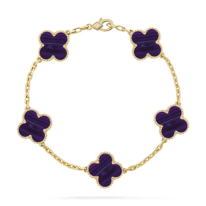 [LumiVibe]CLOVER 5 MOTIF PURPLE STRIPES BRACELET COLLECTION