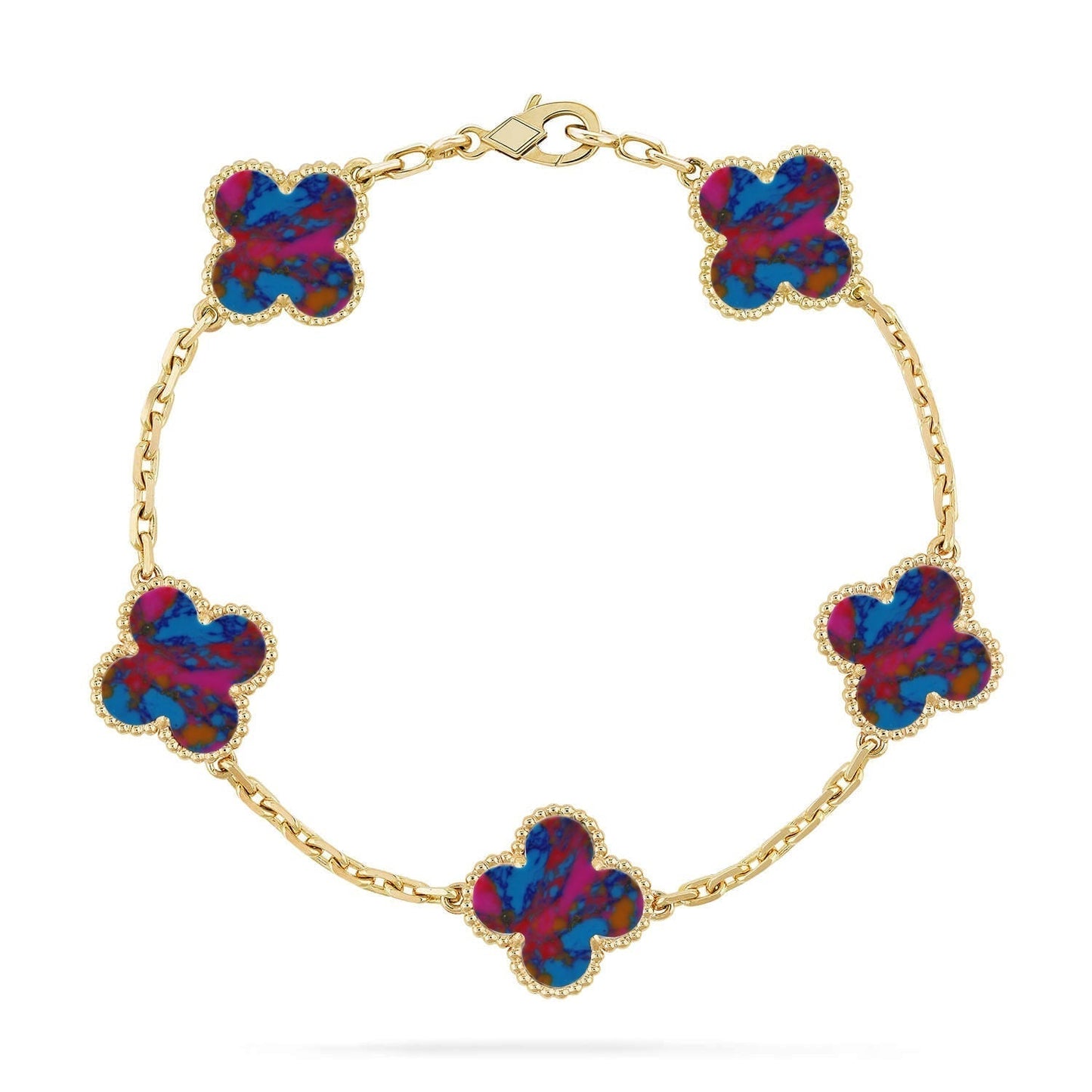 [LumiVibe]CLOVER 5 MOTIF COLOR GEMSTONES BRACELET COLLECTION