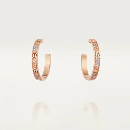 [LumiVibe]LOVE DIAMOND PINK GOLD HOOP EARRINGS