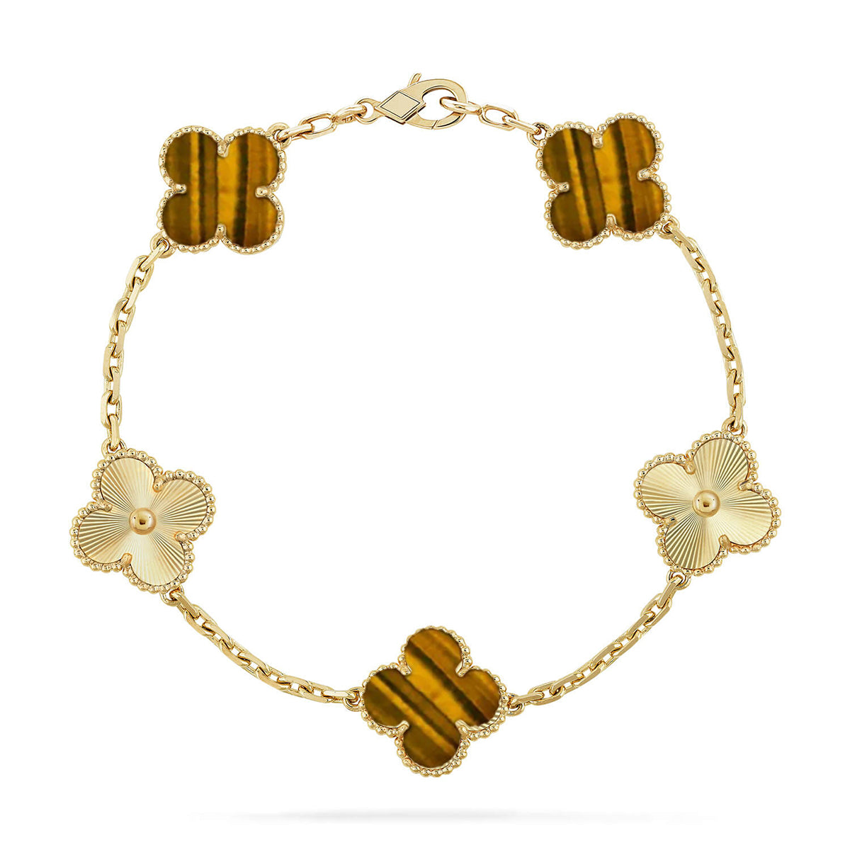 [LumiVibe] CLOVER 5 MOTIFS TIGER EYE BRACELET COLLECTION