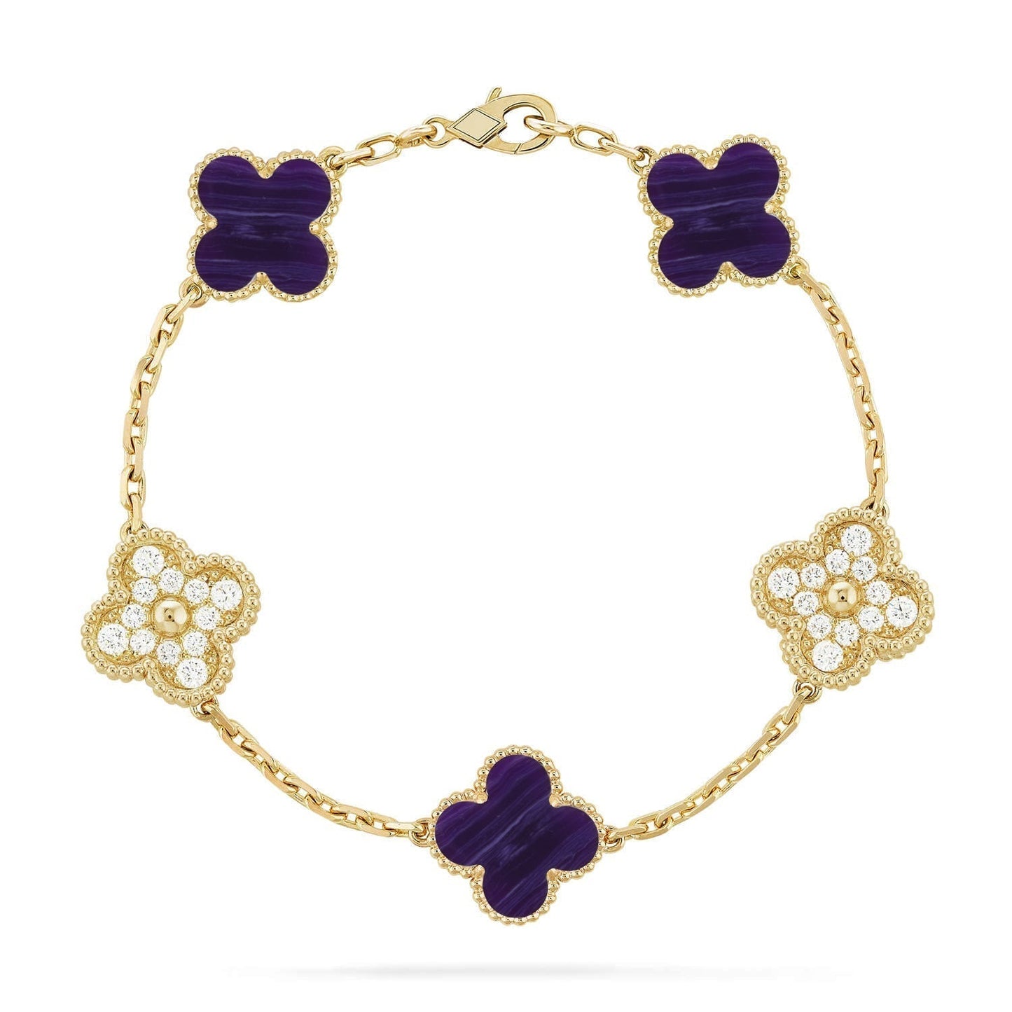[LumiVibe]CLOVER 5 MOTIF PURPLE STRIPES BRACELET COLLECTION