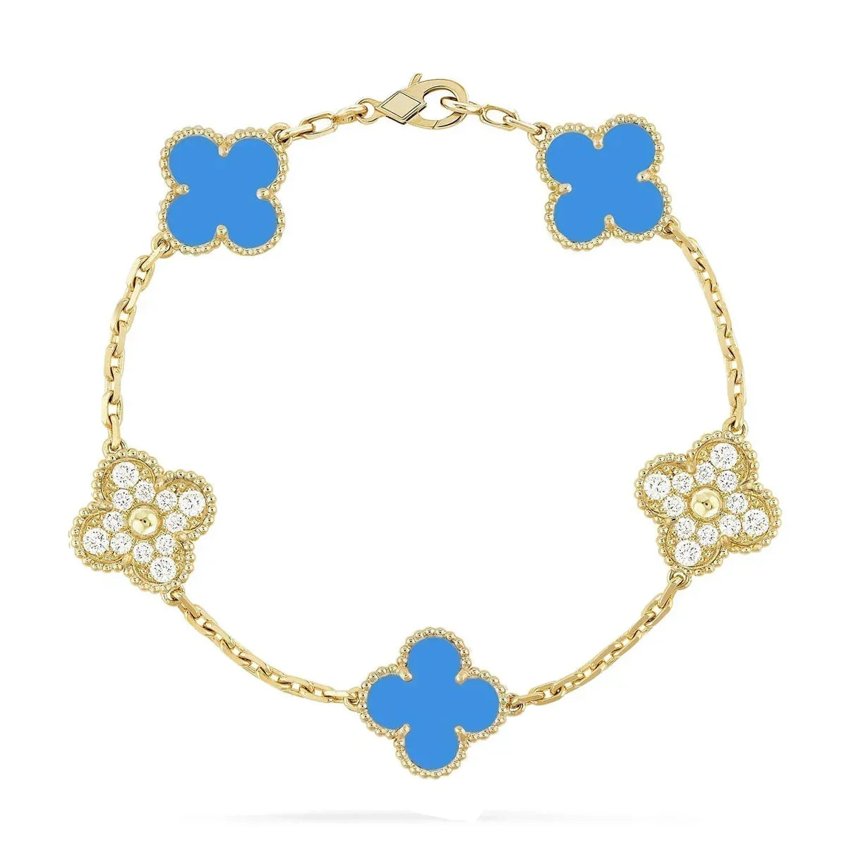 [LumiVibe] CLOVER 5 MOTIF BLUE AGATE BRACELET COLLECTION