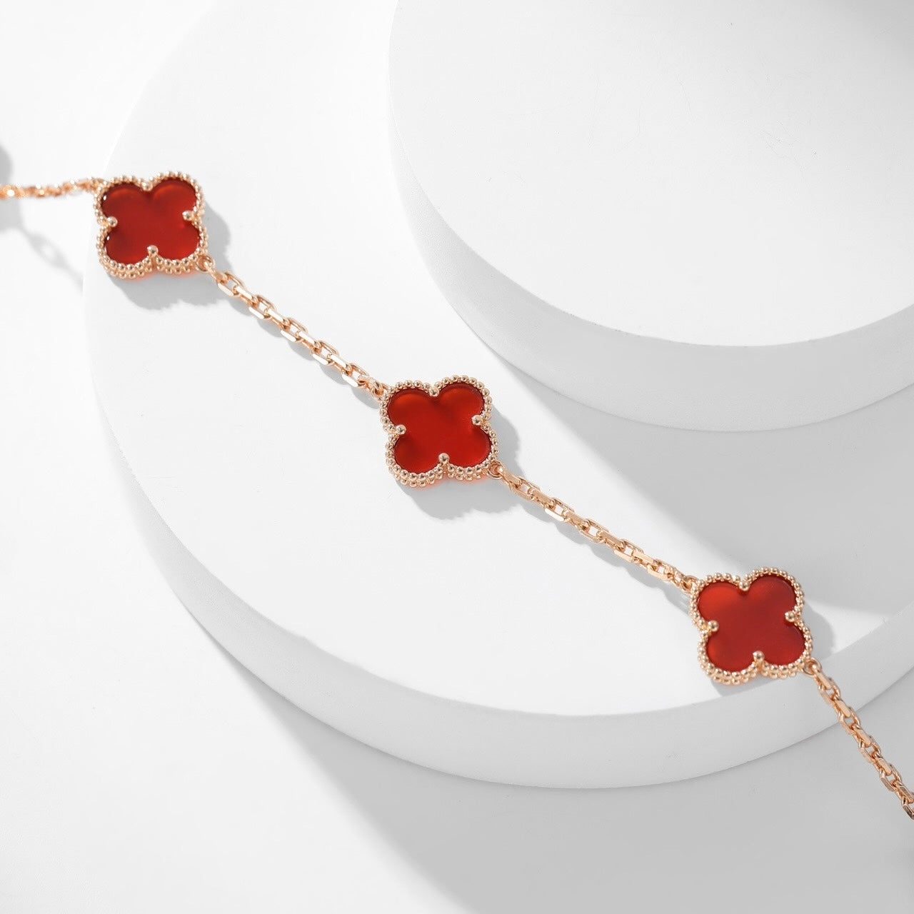 [LumiVibe]CLOVER 10 MOTIFS CARNELIAN NECKLACE