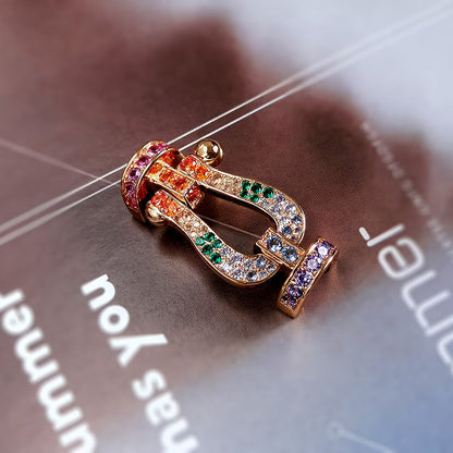 [LumiVibe]FORCE LARGE HORSESHOE  COLORED DIAMOND BRACELET ROSE GOLD