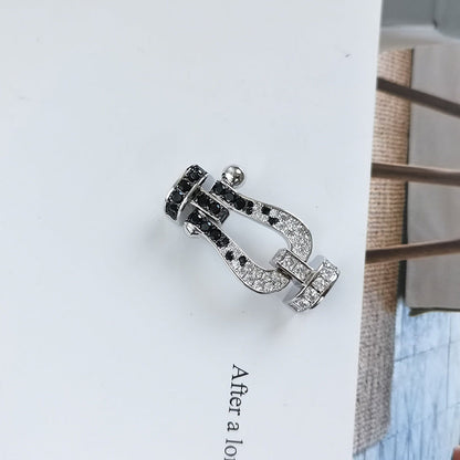 [LumiVibe]FORCE LARGE HORSESHOE BLACK WHITE DIAMOND BRACELET ROSE GOLD