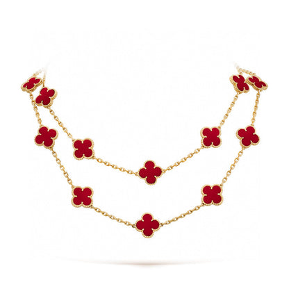 [LumiVibe]CLOVER 20 MOTIFS CARNELIAN NECKLACE