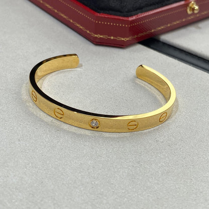 [LumiVibe]LOVE BRACELET 6.1MM 1 DIAMOND OPEN CUFF