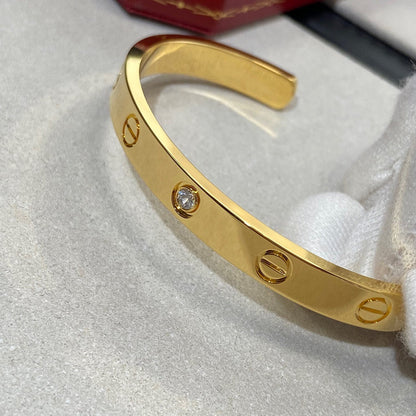 [LumiVibe]LOVE BRACELET 6.1MM 1 DIAMOND OPEN CUFF