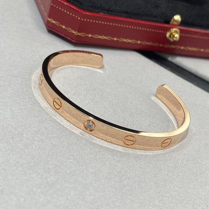 [LumiVibe]LOVE BRACELET 6.1MM 1 DIAMOND OPEN CUFF