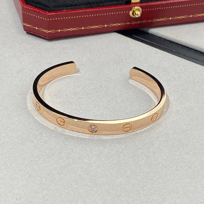 [LumiVibe]LOVE BRACELET 6.1MM 1 DIAMOND OPEN CUFF
