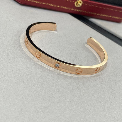 [LumiVibe]LOVE BRACELET 6.1MM 1 DIAMOND OPEN CUFF